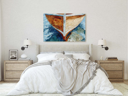 Brown Ship Art, Wooden Boat, Nautical Print, Ocean Painting, Sailing Art, Coastal Decor, Beach Art, Wooden Ship