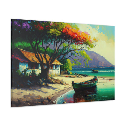 Taboga Island Canvas Art Ready To Hang Large Print, Oil Painting, Panama, Island of Flowers