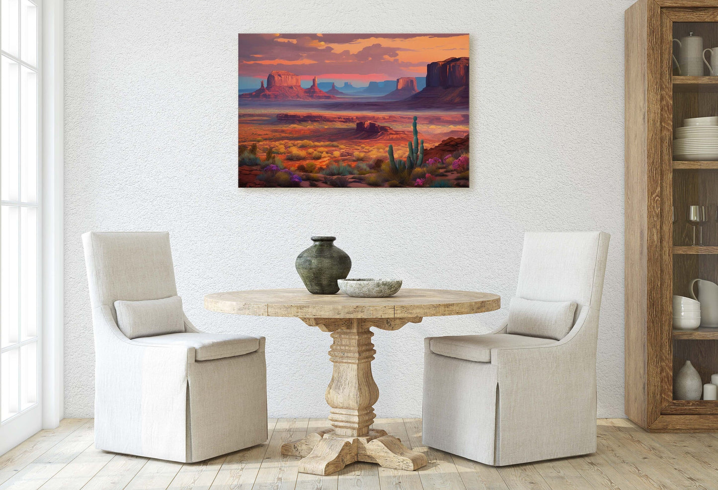 Sunset Desert, Landscape Painting, Southwest Decor, Pink Purple Blue Orange, Cactus Painting, Arizona Art, Calming Art