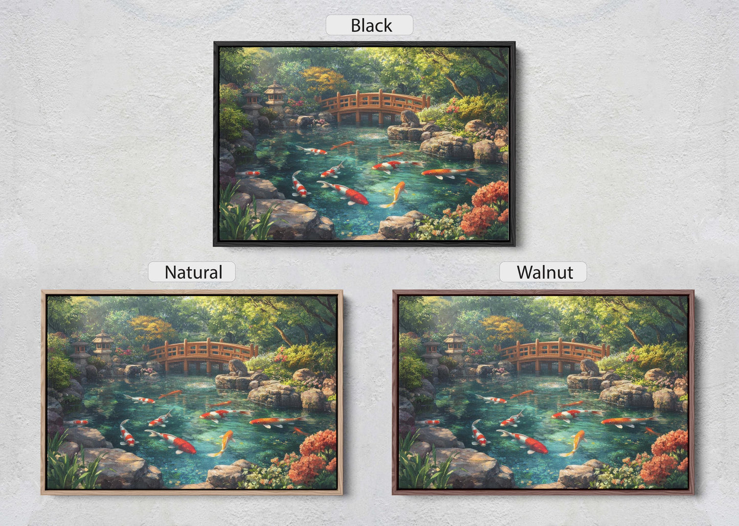 Koi Pond, Serene Koi, Japanese Art, Asia Decor