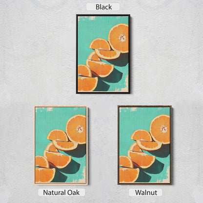 Cut Oranges, Orange Green, Mint Green, Pop Art, Food Art, Kitchen Decor