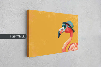 Hipster Flamingo, Pop Art, Street Art, Graffiti Painting, Animal Sunglasses, Orange Blue, Fun Quirky, Large Art Print, Kids Room, Pink