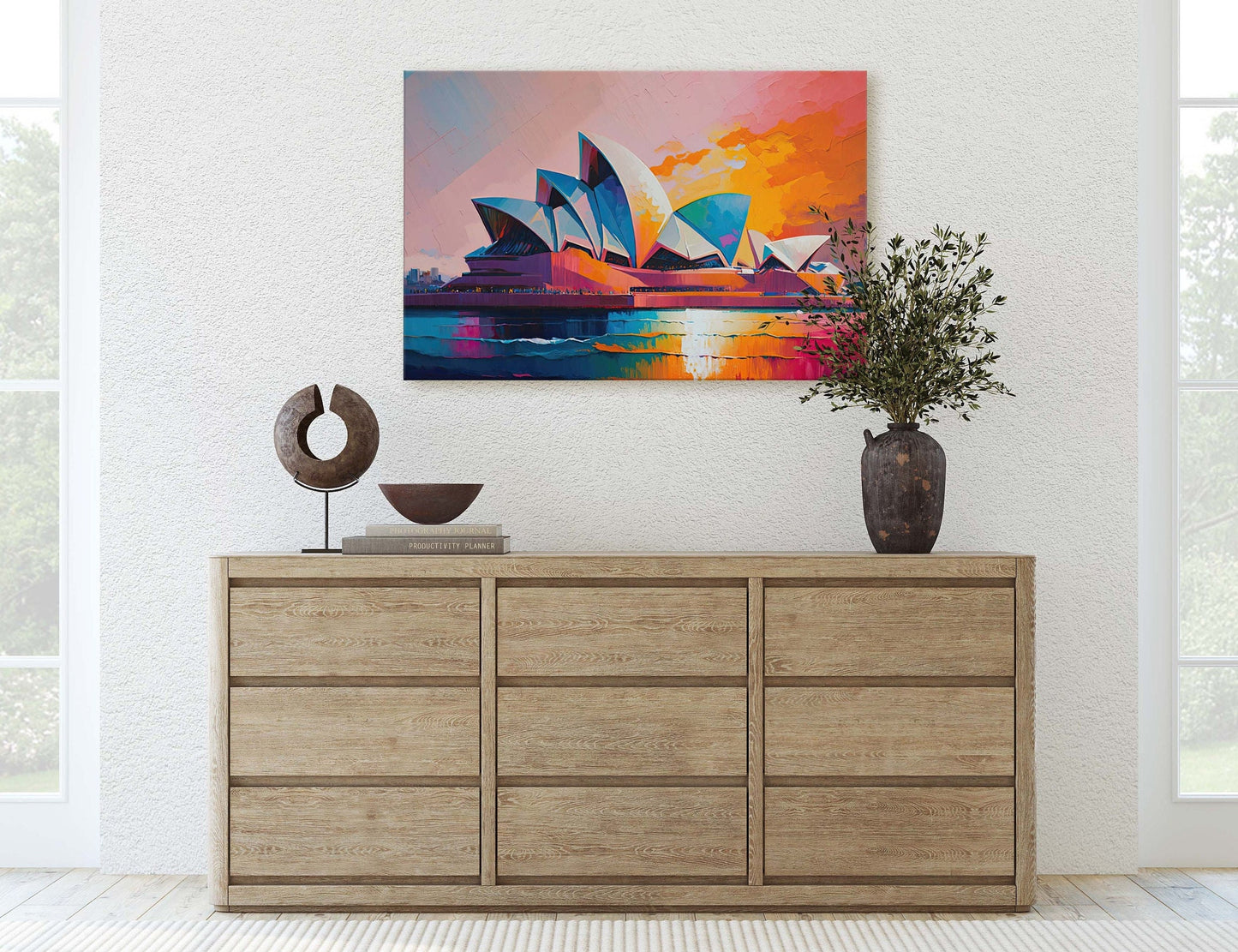 Sydney Opera House,Sydney Australia ,Canvas Art Large Print, Painting, Landscape, Colorful, architectural, psychedelic, Sunset