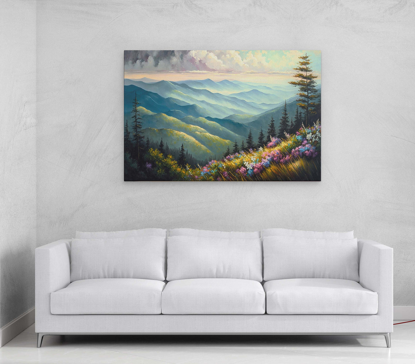 Great Smoky Mountains Canvas Art Ready To Hang Large Print, Oil Painting, Landscape