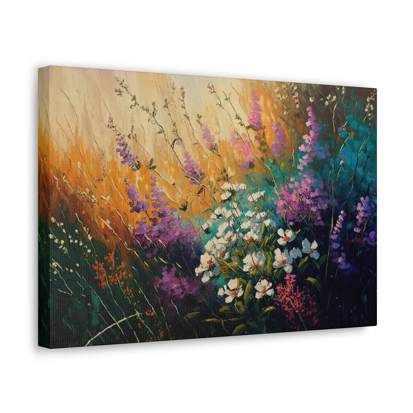Wild Flowers Canvas Art Ready To Hang Large Print, Oil Painting, Landscape