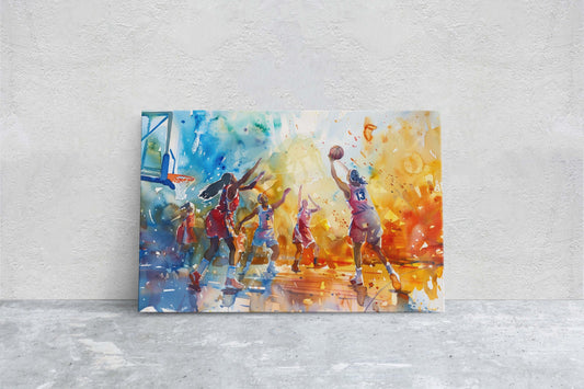 Women's Basketball, Girls Basketball, Colorful sports, Woman Sports, Large Art Print, Framed Canvas, Girls Room, Kids room, Athlete
