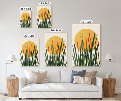 Afternoon Cat Tails, Summer Grass, Living Room Art