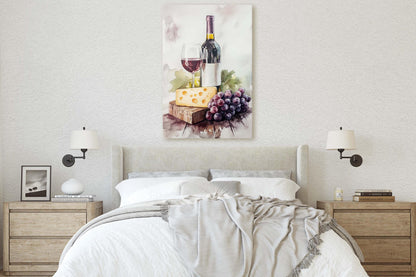 Wine and Cheese, Food Print, Kitchen Decor, Dining Room Art
