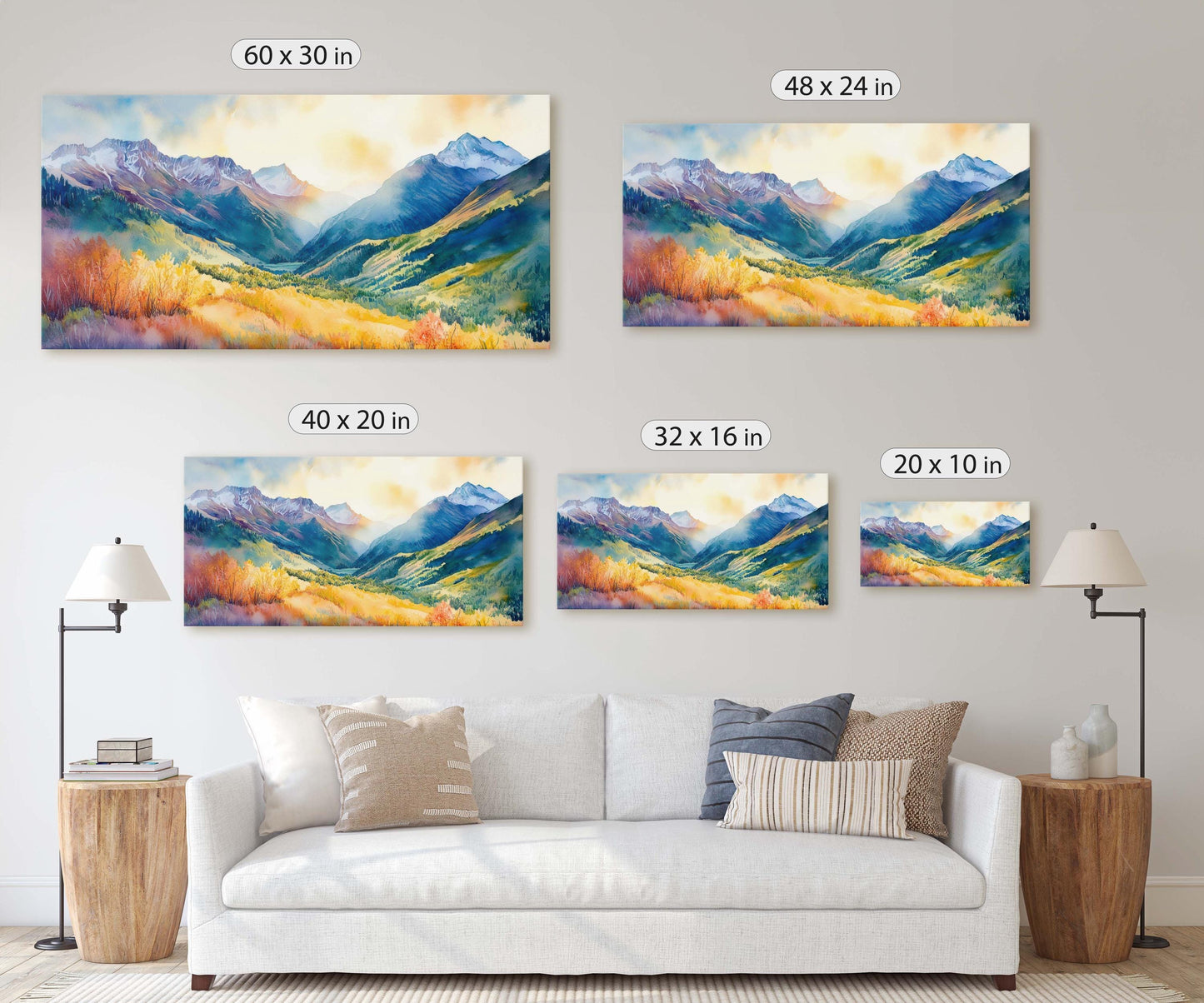 Rocky Mountains,Telluride Colorado,Fall Mountains, Vibrant Landscape, Framed Canvas, Extra Large Print