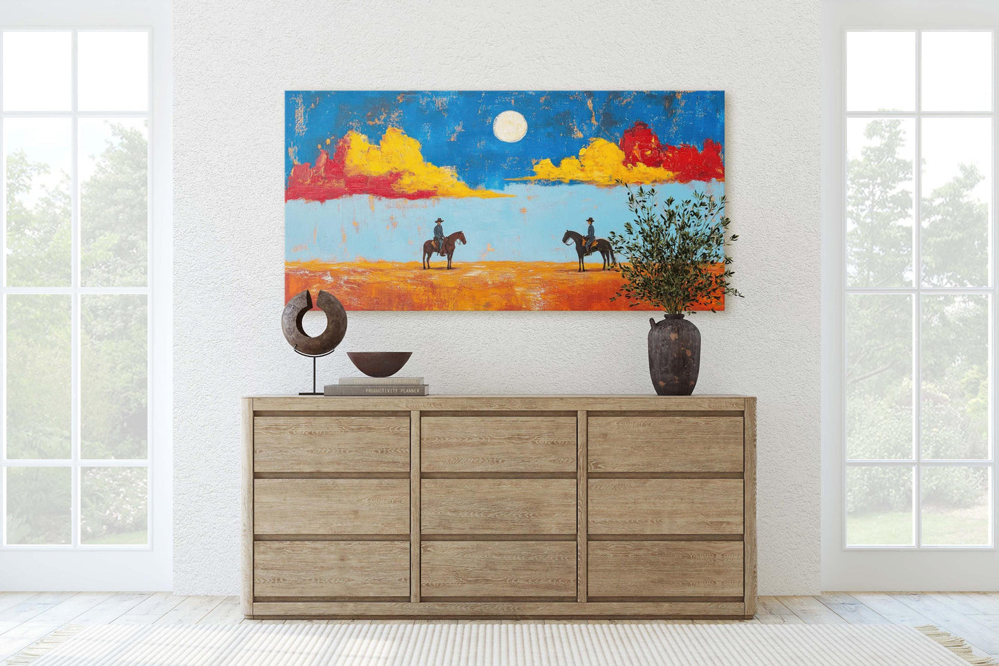 Meeting at High Noon, Cowboy Art, Old West, Frontier Art