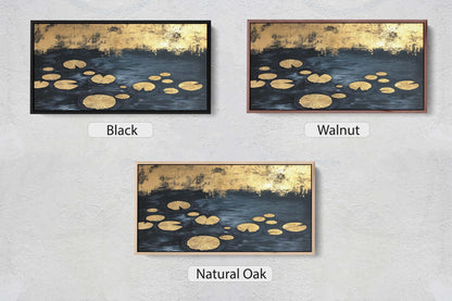 Lily Pad Pond, Black and Gold, lillipad Contemporary, Modern Abstract