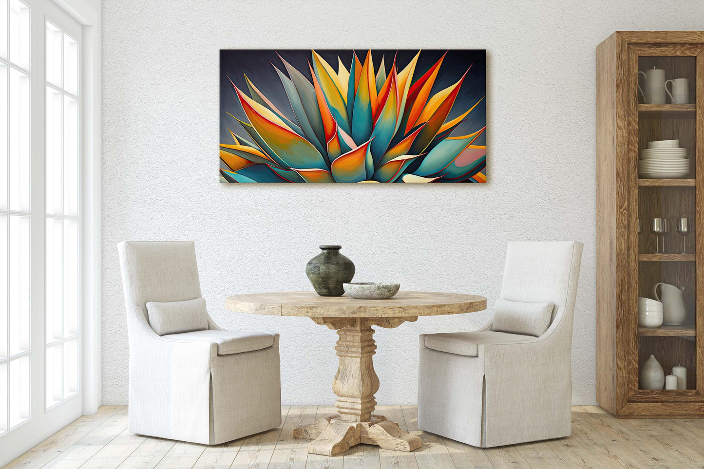 Vibrant Agave Art, Succulent Decor, Mexican Folk Art, Cactus Decor, Contemporary Print