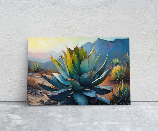 Agave Desert Canvas Art Ready To Hang Large Print, Oil Painting, Landscape