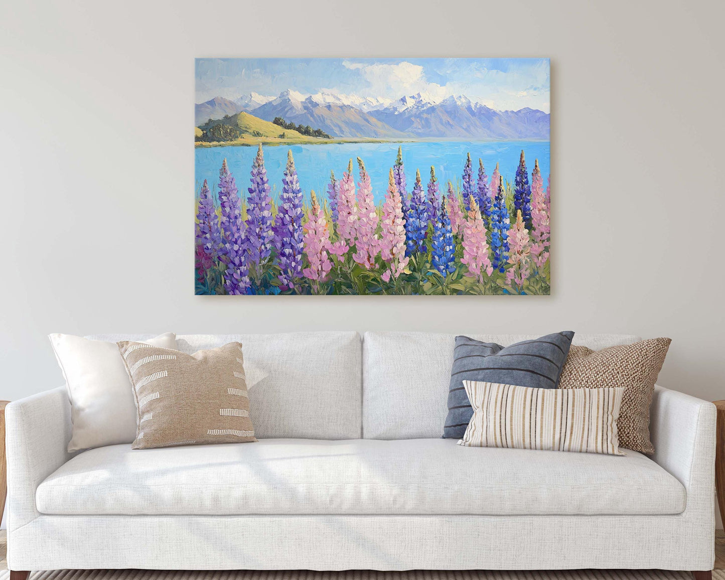 Lake Tekapo Painting, New Zealand Art, Landscape Painting, Wildflower Lake
