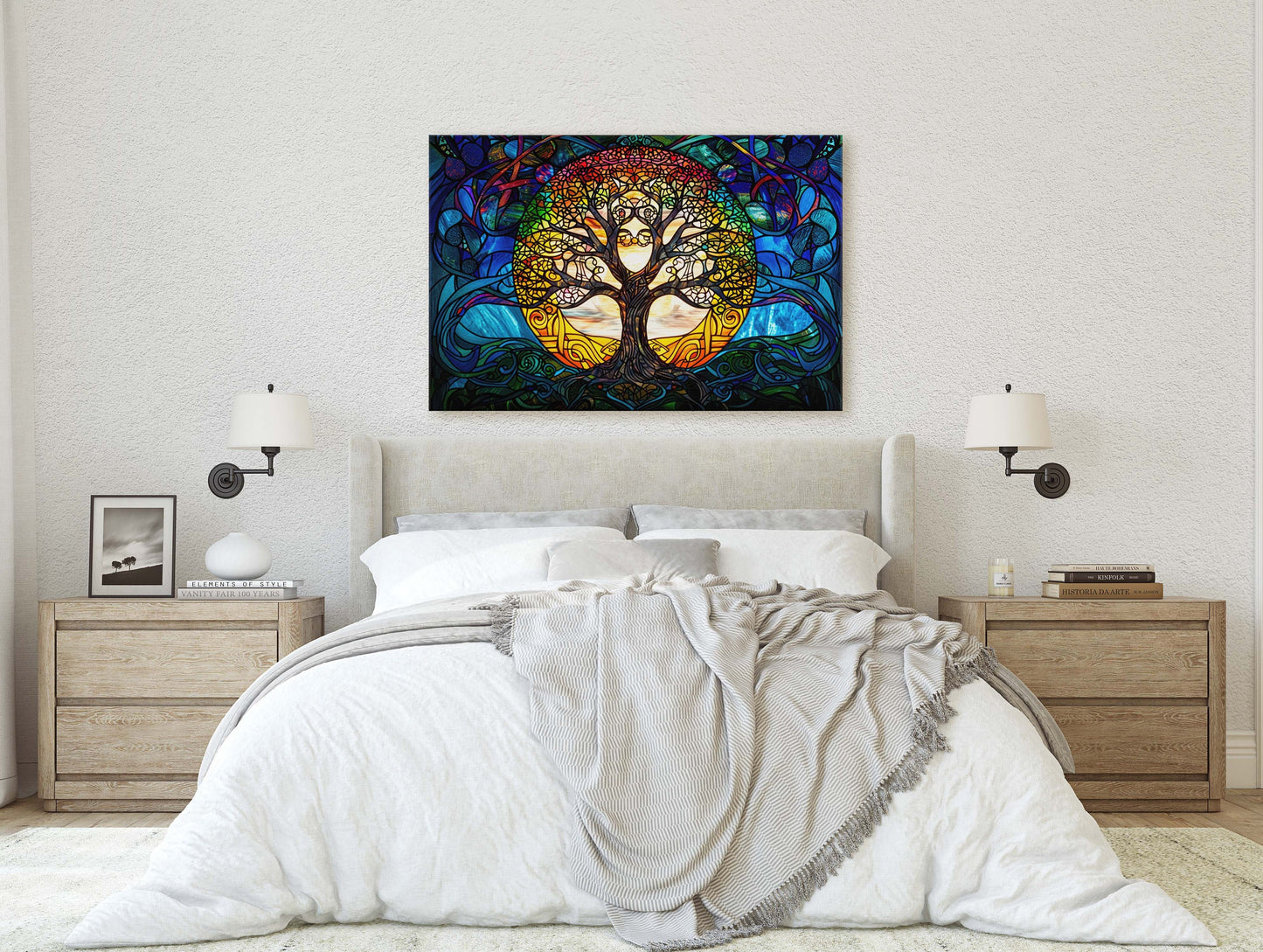 Yggdrasil Painting, Tree of life, Norse Mythology, Celtic Art, Stained Glass, Symbolic Artwork, Nature Decor, Abstract Nature, Large Print