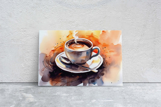 Watercolor Coffee on Canvas, Coffee Lover, Cafe Art, Restaurant Decor, Barista Art, Brunch Print, Kitchen Art, Dining Room Decor, Tea Art