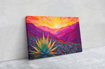 Desert Painting, Southwestern, Agave Art, Framed Canvas, Large Print, Landscape Painting