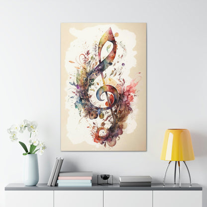 Musical Note Watercolor Canvas Ready To Hang Large Print, Musician Art