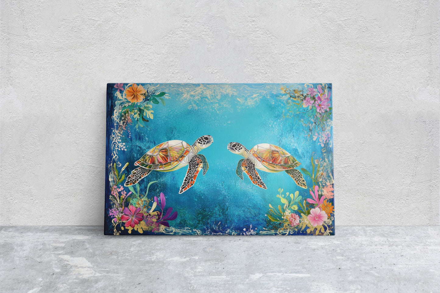 Sea Turtles In love, Ocean Decor, Turtle Print, Fish Art