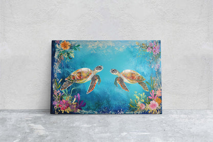 Sea Turtles In love, Ocean Decor, Turtle Print, Fish Art