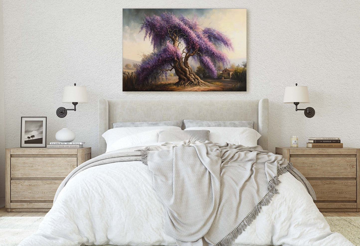 Wisteria Landscape, Purple Tree, Canvas Art print, Large Art, Ready to Hand, Landscape Painting, Lilac Painting, Japanese Wisteria, Chinese