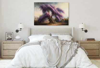 Wisteria Landscape, Purple Tree, Canvas Art print, Large Art, Ready to Hand, Landscape Painting, Lilac Painting, Japanese Wisteria, Chinese