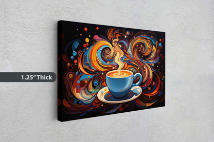 Modern Coffee, Coffee Art, Latte Painting, Pop Art, Modern Contemporary, Colorful Vivid, Abstract, Framed Canvas, Large Art print