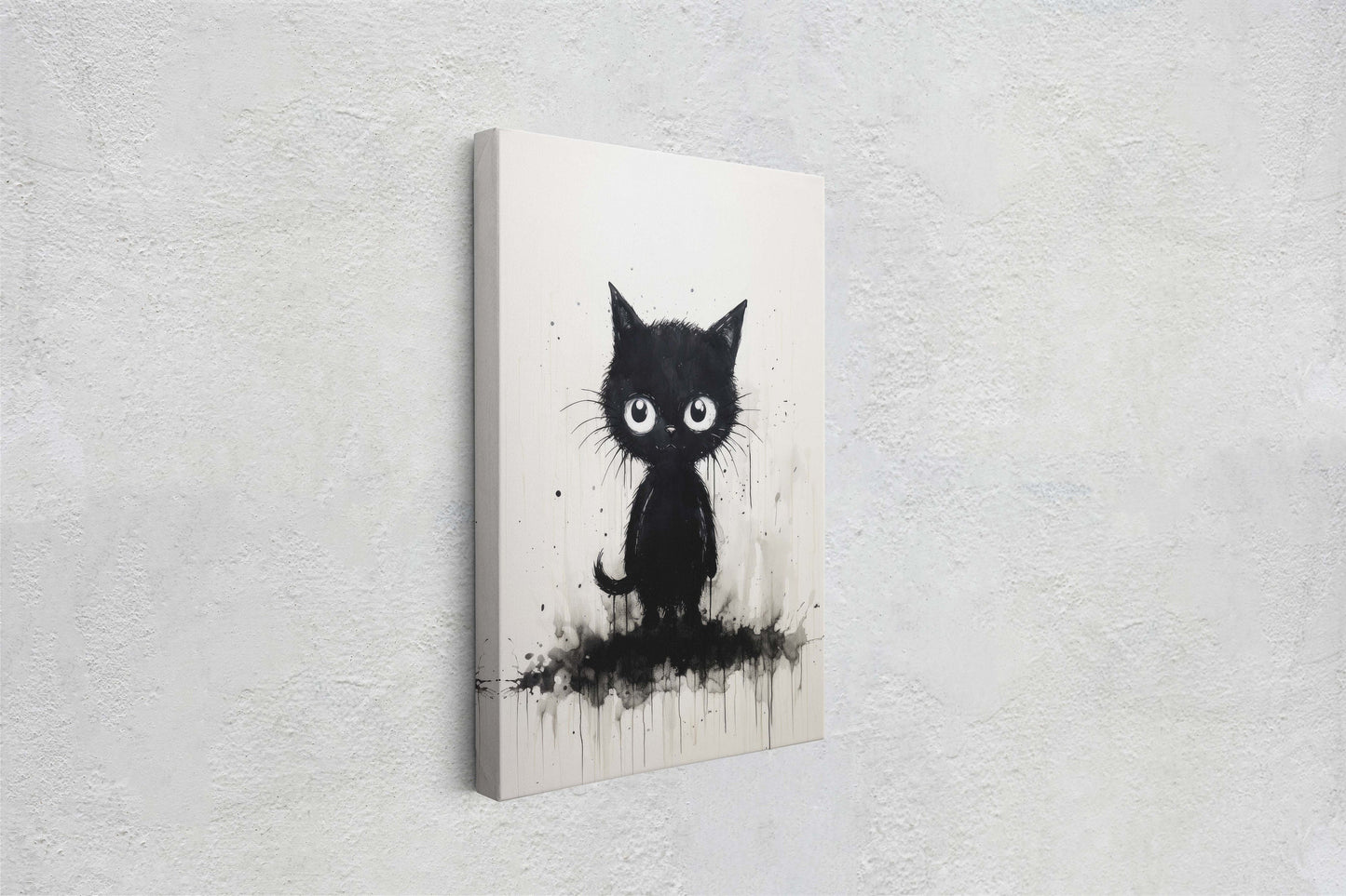 Black Cat Art, Black and White Cat, Cat Ink, Kitten Print, Graffiti, Street Art, Modern, Contemporary, Cute Kitten
