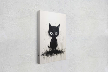 Black Cat Art, Black and White Cat, Cat Ink, Kitten Print, Graffiti, Street Art, Modern, Contemporary, Cute Kitten