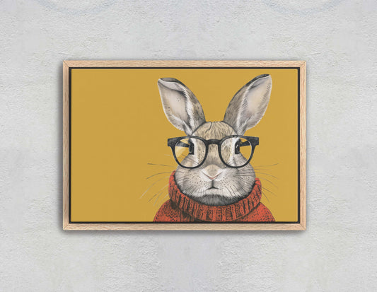 Hipster Rabbit, Pop Art, Street Art, Graffiti Painting, Animal Sunglasses, Orange Blue, Fun Quirky, Large Art Print, Kids Room, Bunny Art