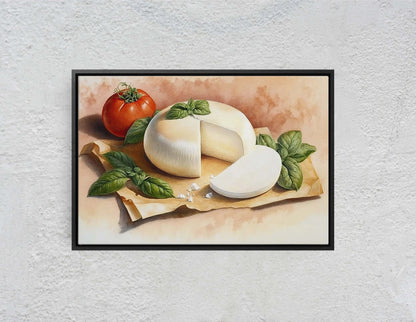 Mozzarella Cheese, Ready To Hang, Large Print, Watercolor Painting, Dining Room, Kitchen Art, Restaurant Art, Italian Food