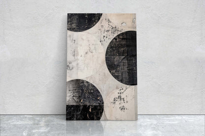 Wabi Sabi Artwork, Minimalist Circles, Neutral Tones, Black and White, Extra Large Print, Framed Canvas, Abstract, Texture