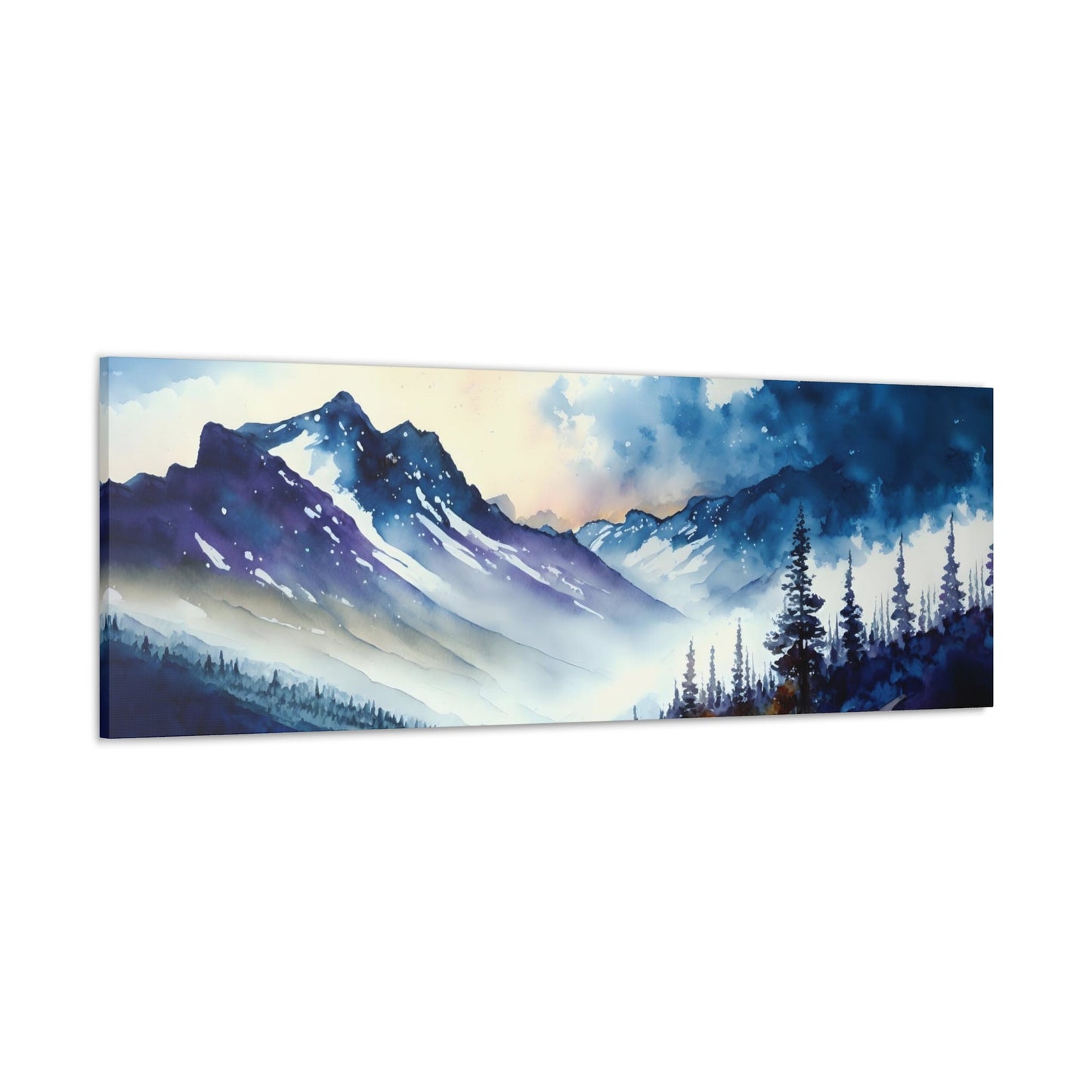 Mountain Side Landscape - Watercolor stretched canvas