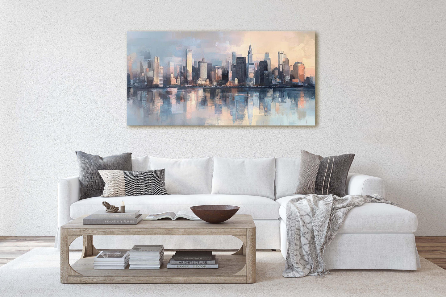 City Skyline Print, Urban City, Waterfront Buildings