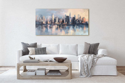 City Skyline Print, Urban City, Waterfront Buildings