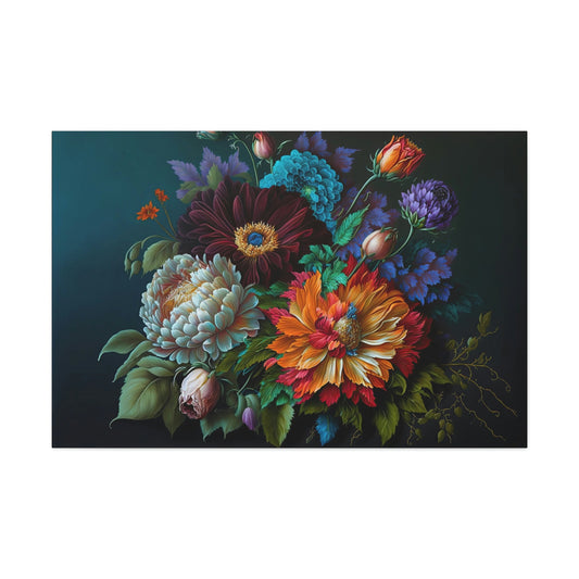 Colorful Flowers Fine Art Canvas Art Ready To Hang Large Print, Oil Painting, Floral Bouquet