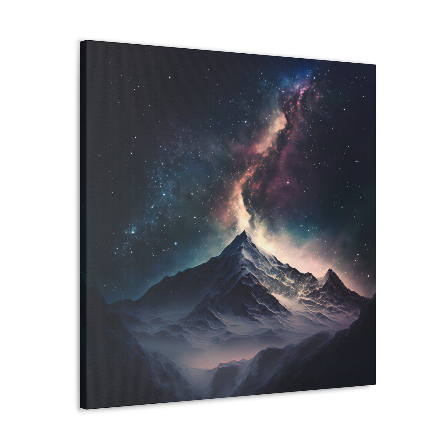 Milky Way Galaxy Mountain Range Painting Stretched Canvas Art