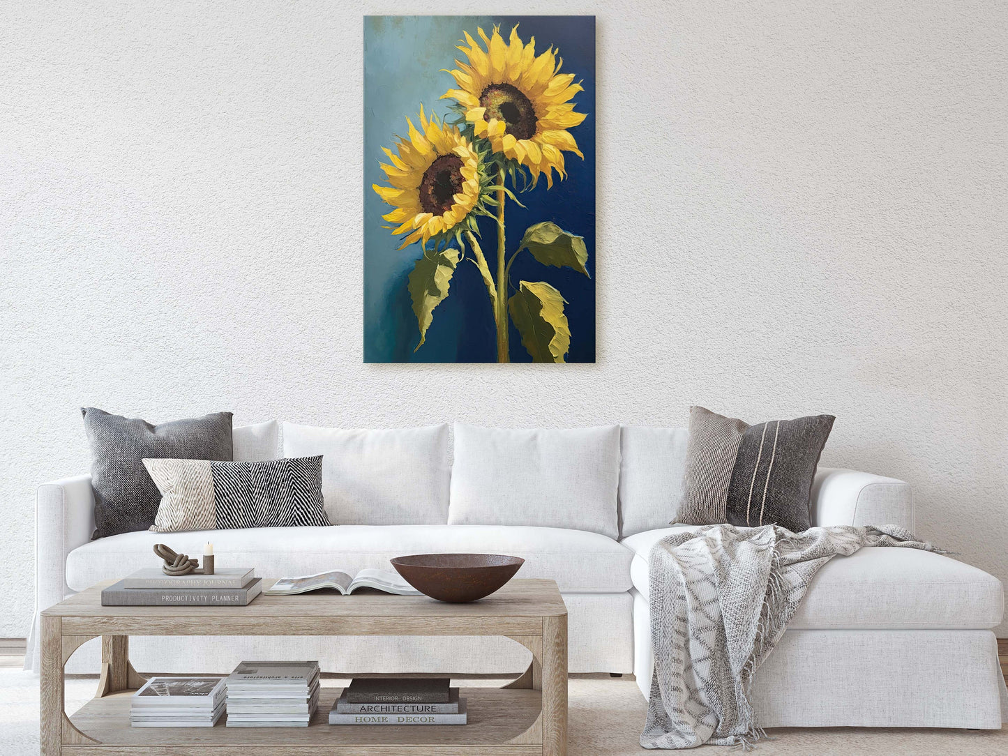 Sunflower Art, Flower Print, Wildflower, Traditional, Still Life, Farmhouse, Barn Decor, Living Room, Large Print, Ready to Hang