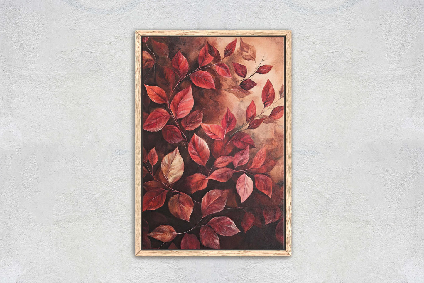 Leaves In Autumn, Red Burgundy Hues, Contemporary Leaves