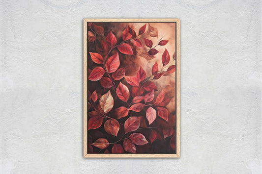 Leaves In Autumn, Red Burgundy Hues, Contemporary Leaves