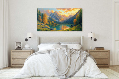 Fall Mountains, Mountain Lake, Nature Painting, Canvas print