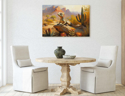 Lizard Desert, Iguana Decor, Reptile Print, Desert Decor, Southwestern Art, Desert Landscape, Ready to Hang