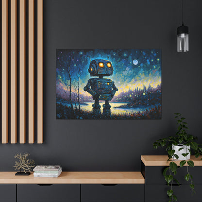 Robot Starry Night Canvas Art