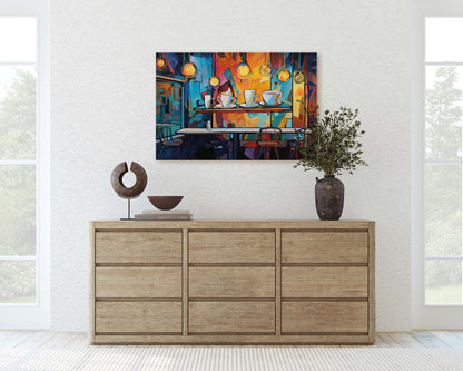Coffee Shop Art, Coffee Art, Latte Painting, Pop Art, Modern Contemporary, Colorful Vivid, Abstract, Framed Canvas, Large Art print