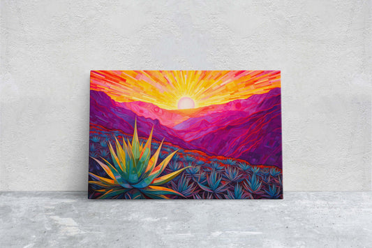 Desert Painting, Southwestern, Agave Art, Framed Canvas, Large Print, Landscape Painting