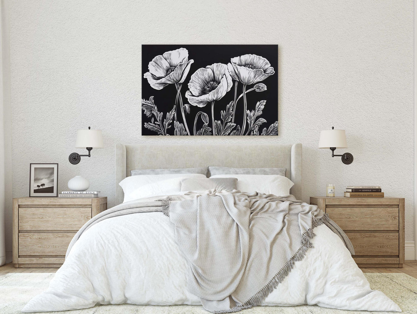 Black White Poppies, Poppy Flowers, Poppies Painting