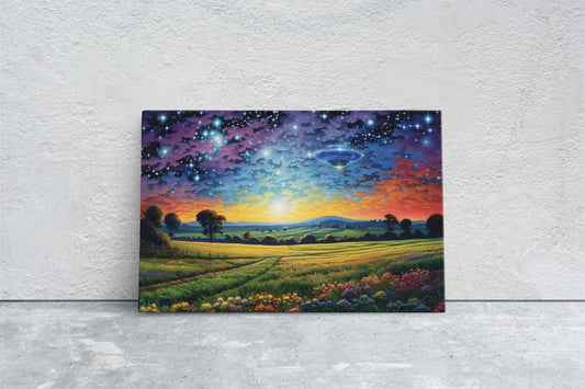 Hidden UFO on Canvas, Subtle UFO Art, Alien Painting, Spaceship Print, Area 51 Print, Flying Saucer, Sci fi art, I want to Believe