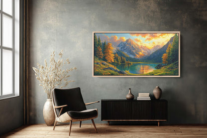Fall Mountains, Mountain Lake, Nature Painting, Canvas print