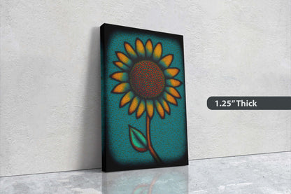 Sunflower, Abstract, Pointillism, Flower Decor, Large Print, Ready To hang, Farmhouse, Farm, Vertical Print, Modern Art, Contemporary