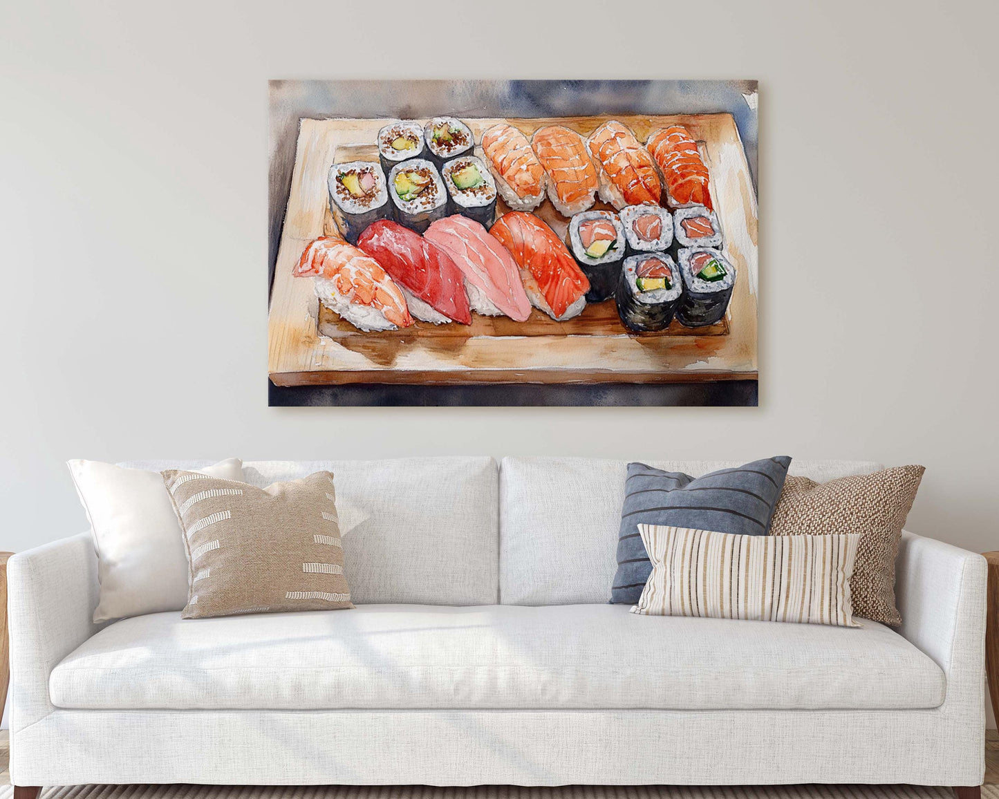 Sushi Print, Sashimi Canvas, Food Decor, Kitchen Art